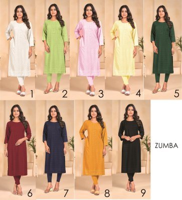 Tunic House Zumba Luxe Chikankari Embroidered Straight Kurti  Viscose Rayon with Pocket  Wholesale kurtis catalogs