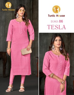 Tunic House by Tesla fully chikankari work straight kurti catalogue at low rate Tunic house 