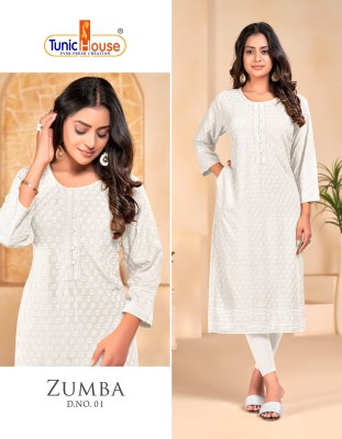 Tunic House by Zumba chikankari straight cut kurti  catalogue at wholesale price kurtis catalogs