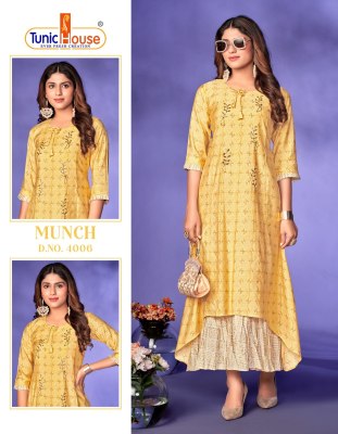 Tunic houase by munch pure maslin gown style long  fully printed kurti catalogue  at wholesale price kurtis catalogs