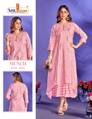 Tunic houase by munch pure maslin gown style long  fully printed kurti catalogue  at wholesale price kurtis catalogs