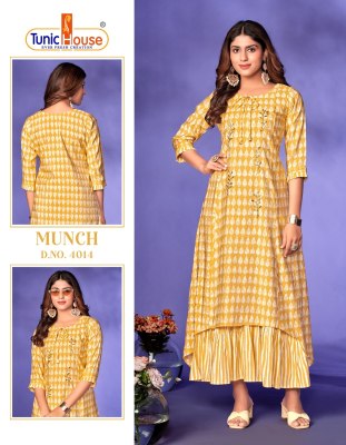 Tunic houase by munch pure maslin gown style long  fully printed kurti catalogue  at wholesale price kurtis catalogs