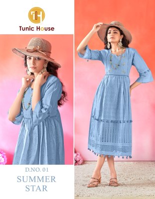 Tunic house by Summer Star cotton shiffly boral work  kurti catalogue at low rate  kurtis catalogs