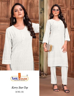 Tunic house presents Kerry star top viscous rayon fully lucknowi Kurti wholesaler price in India  Tunic house 