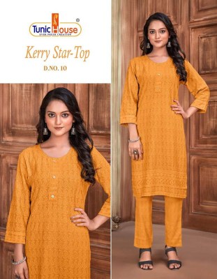 Tunic house presents Kerry star top viscous rayon fully lucknowi Kurti wholesaler price in India  kurtis catalogs