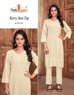 Tunic house presents Kerry star top viscous rayon fully lucknowi Kurti wholesaler price in India  kurtis catalogs