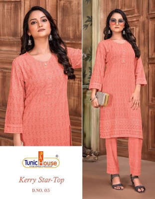 Tunic house presents Kerry star top viscous rayon fully lucknowi Kurti wholesaler price in India  kurtis catalogs