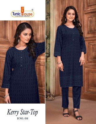 Tunic house presents Kerry star top viscous rayon fully lucknowi Kurti wholesaler price in India  kurtis catalogs