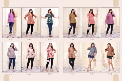 Tunic vol 1 by Rahi Heavy Cambric Cotton Fabric With Digital Prints tunic catalogue at low rate western wear catalogs