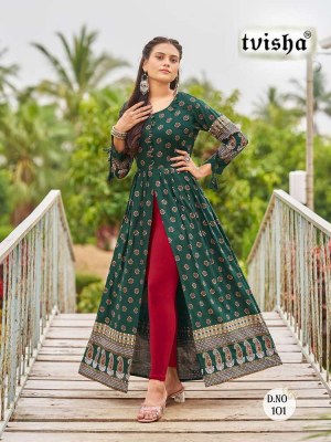 Tvisha Pushpa vol 5 Heavy Rayon Slit Cut Long Gown Kurti Wholesaler  kurtis catalogs