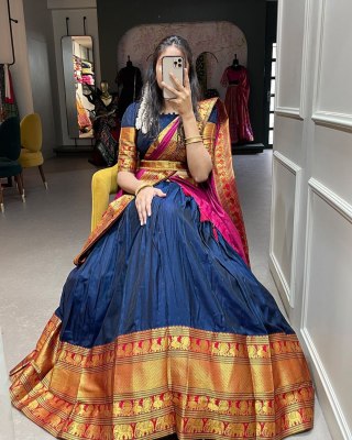 Twirl your fashion fervor with this celebrational and vibrant lehenga lehenga choli