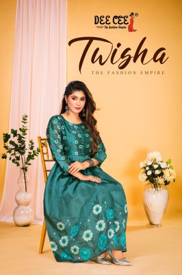 Twisha by Deecee Flared Long Zarna Silk Digital Printed  fancy Kurti collection at low price  Dee cee