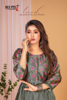 Twisha by Deecee Flared Long Zarna Silk Digital Printed  fancy Kurti collection at low price  kurtis catalogs