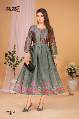 Twisha by Deecee Flared Long Zarna Silk Digital Printed  fancy Kurti collection at low price  kurtis catalogs