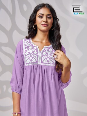 Universe by Blue hills reyon short top with embroidered western wear catalogue at amaviexpo western wear catalogs