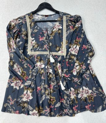 Urvashi presented Short Printed top with lace and dori in 4 colors at affordable rate western wear catalogs