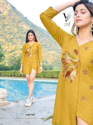 V Raaji Presents Bold Viscose Rayon Short Top Kurti catalogue wholesale price  western wear catalogs