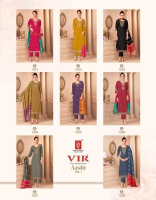 VIR Brand Aashi Vol 1 3-Piece Suit with Roman Pant And Fancy Chanderi Dupatta Wholesale Ethnic Wear kurti pant with dupatta Catalogs