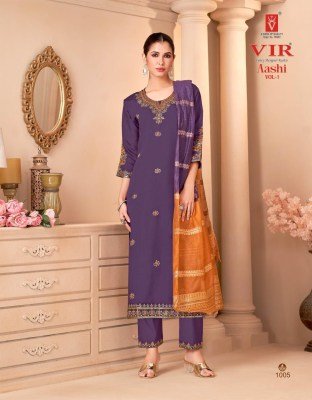 VIR Brand Aashi Vol 1 3-Piece Suit with Roman Pant And Fancy Chanderi Dupatta Wholesale Ethnic Wear kurti pant with dupatta Catalogs