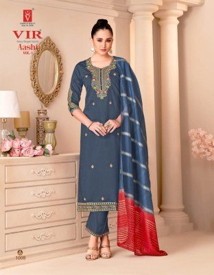 VIR Brand Aashi Vol 1 3-Piece Suit with Roman Pant And Fancy Chanderi Dupatta Wholesale Ethnic Wear kurti pant with dupatta Catalogs