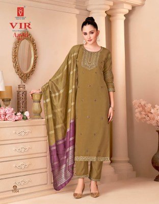 VIR Brand Aashi Vol 1 3-Piece Suit with Roman Pant And Fancy Chanderi Dupatta Wholesale Ethnic Wear kurti pant with dupatta Catalogs