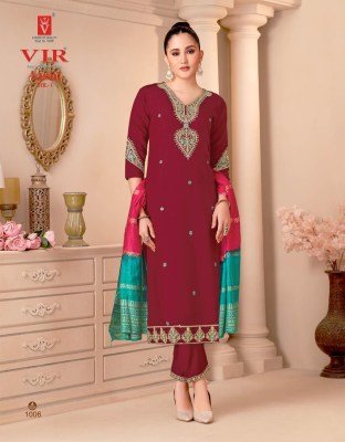 VIR Brand Aashi Vol 1 3-Piece Suit with Roman Pant And Fancy Chanderi Dupatta Wholesale Ethnic Wear kurti pant with dupatta Catalogs