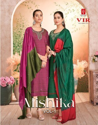 VIR Mishika Vol 1 Elegant Vertican Summer Fabric Set with Handwork And Pure Cotton Embroidery Lining Dupatta Wholesale Vir 