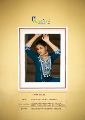 Vaani by Krissa Premium Pure Heavy linen top bottom and dupatta catalogue at affordable rate readymade suit catalogs