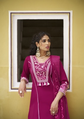 Vaani by Krissa Premium Pure Heavy linen top bottom and dupatta catalogue at affordable rate readymade suit catalogs
