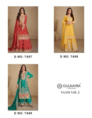 Vaani vol 3 by Gulkayra Designer Real Chinon Embroidered Sharara Suit with designer dupatta catalogue at low price fancy sharara suit Catalogs