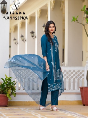 Valishka by afsana roman silk fancy straight kurti pant and dupatta catalogue  Afsana Suits Catalogue 