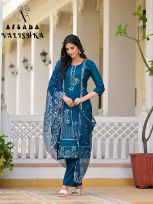 Valishka by afsana roman silk fancy straight kurti pant and dupatta catalogue  readymade suit catalogs