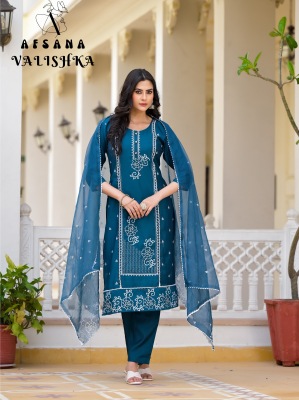 Valishka by afsana roman silk fancy straight kurti pant and dupatta catalogue  readymade suit catalogs