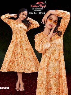 Value plus new launch liva kali petan rayon printed anarkali full ghera Kurti design wholesaler  kurtis catalogs