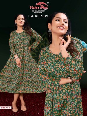 Value plus new launch liva kali petan rayon printed anarkali full ghera Kurti design wholesaler  kurtis catalogs