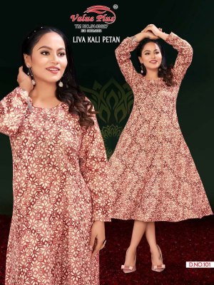 Value plus new launch liva kali petan rayon printed anarkali full ghera Kurti design wholesaler  kurtis catalogs