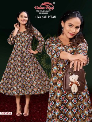 Value plus new launch liva kali petan rayon printed anarkali full ghera Kurti design wholesaler  kurtis catalogs