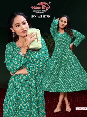 Value plus new launch liva kali petan rayon printed anarkali full ghera Kurti design wholesaler  kurtis catalogs