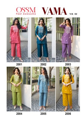 Vama Vol 2 by Ossm Heavy Embroidered short top and Palazzo pant collection at Affordable rate readymade suit catalogs