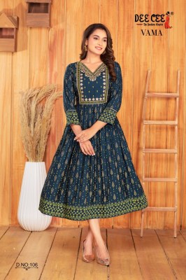 Vama by Deecee Scree printed long fancy kurti catalogue at affordable rate kurtis catalogs