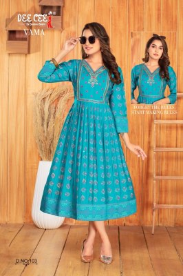 Vama by Deecee Scree printed long fancy kurti catalogue at affordable rate kurtis catalogs