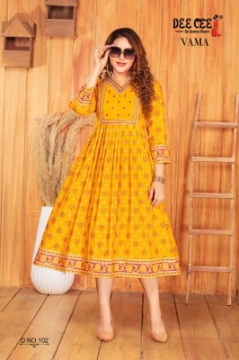 Vama by Deecee Scree printed long fancy kurti catalogue at affordable rate kurtis catalogs