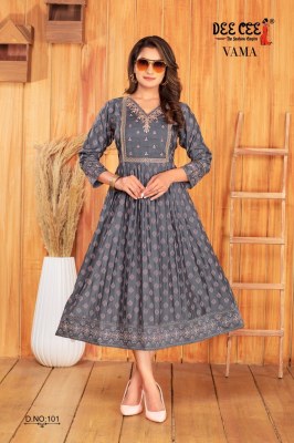 Vama by Deecee Scree printed long fancy kurti catalogue at affordable rate kurtis catalogs