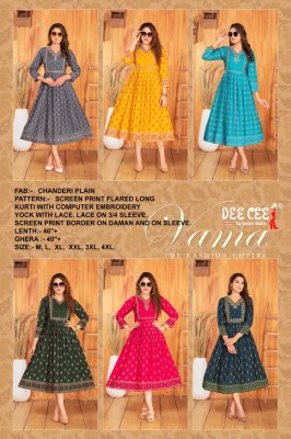 Vama by Deecee Scree printed long fancy kurti catalogue at affordable rate kurtis catalogs