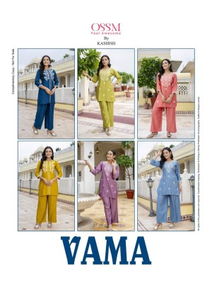 Vama by Ossm Viscorse silk embroidered co ord set catalogue at affordable rate Size wise Combo Set