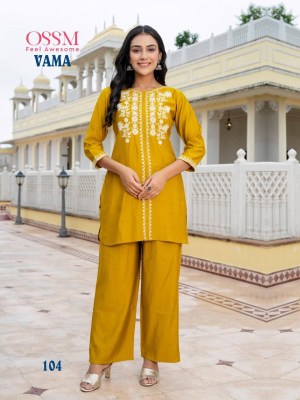 Vama by Ossm Viscorse silk embroidered co ord set catalogue at affordable rate Size wise Combo Set