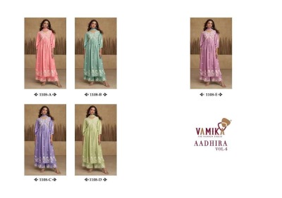 Vamika Aadhira vol 6 Design no 1108 a to 1108 e  Designer Nyra Style Embroidered Readymade catalogue wholesale  kurtis catalogs