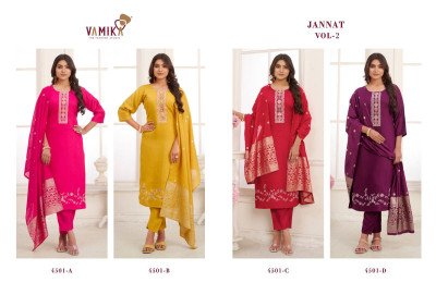Vamika Jannat Vol 02 Elegant Heavy Viscose Silk Handworked Suit with Organza Digital Print Dupatta Wholesale kurtis catalogs