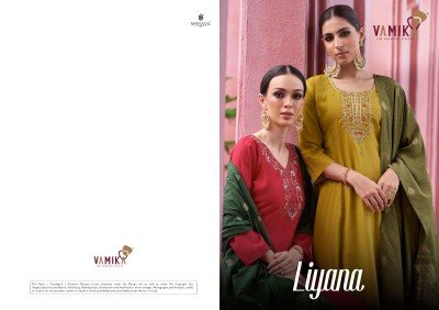 Vamika Liyana Festive Edition Silk Crepe Suit with Hand Embroidery And Vertican Silk With American Creap Bottom Jacquard Dupatta Wholesale kurtis catalogs