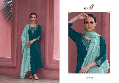 Vamika Liyana Festive Edition Silk Crepe Suit with Hand Embroidery And Vertican Silk With American Creap Bottom Jacquard Dupatta Wholesale kurtis catalogs